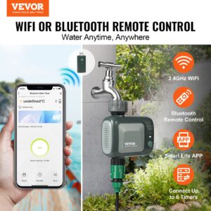 VEVOR WiFi Sprinkler Timer, Single Outlet, Smart Hose Faucet Water Timer With Brass Inlet, APP Control Via 2.4Ghz WiFi Or Bluetooth, Voice Control With Alexa Google Assistant, IPX6 For Yard Watering